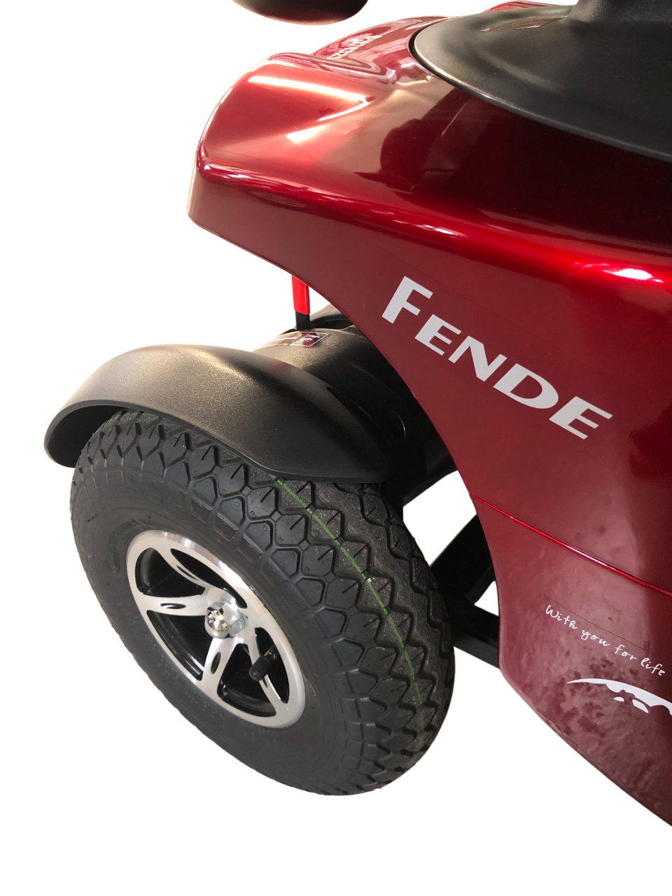 Merits™ | FENDE + With Sun Canopy Top w/ Rear Bag & Cane Holder - 4Wheel - Colour Bright Red - Outdoor Mobility Scooter