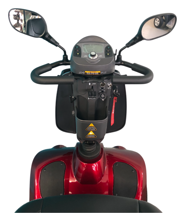 Merits™ | FENDE + With Sun Canopy Top w/ Rear Bag & Cane Holder - 4Wheel - Colour Bright Red - Outdoor Mobility Scooter