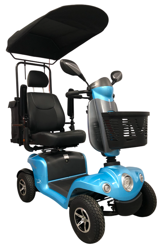 Merits™ | FENDE + With Sun Canopy Top w/ Rear Bag & Cane Holder - 4Wheel - Colour Kite Blue - Outdoor Mobility Scooter