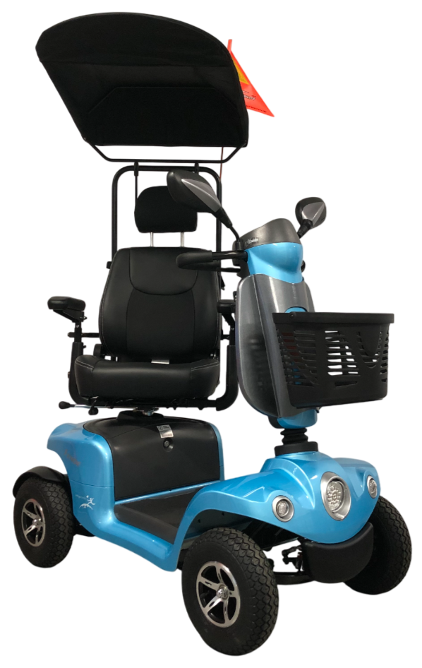 Merits™ | FENDE + With Sun Canopy Top w/ Rear Bag & Cane Holder - 4Wheel - Colour Kite Blue - Outdoor Mobility Scooter