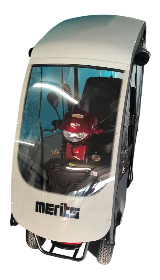 Merits™ | Aurora S2 - Hill Climber - Enclosed Canopy - Colour Bright Red - Outdoor Mobility Scooter 2024