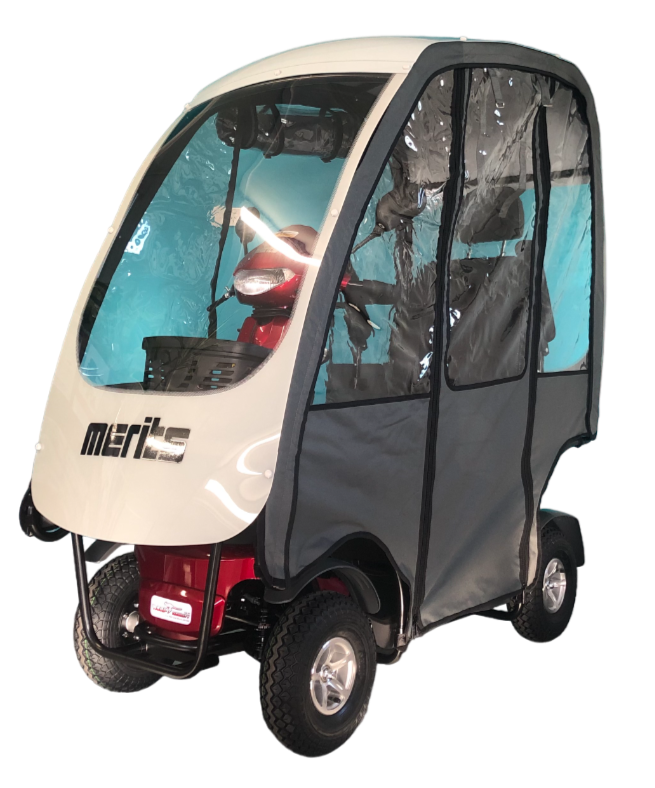 Merits™ | Aurora S2 - Hill Climber - Enclosed Canopy - Colour Bright Red - Outdoor Mobility Scooter 2024