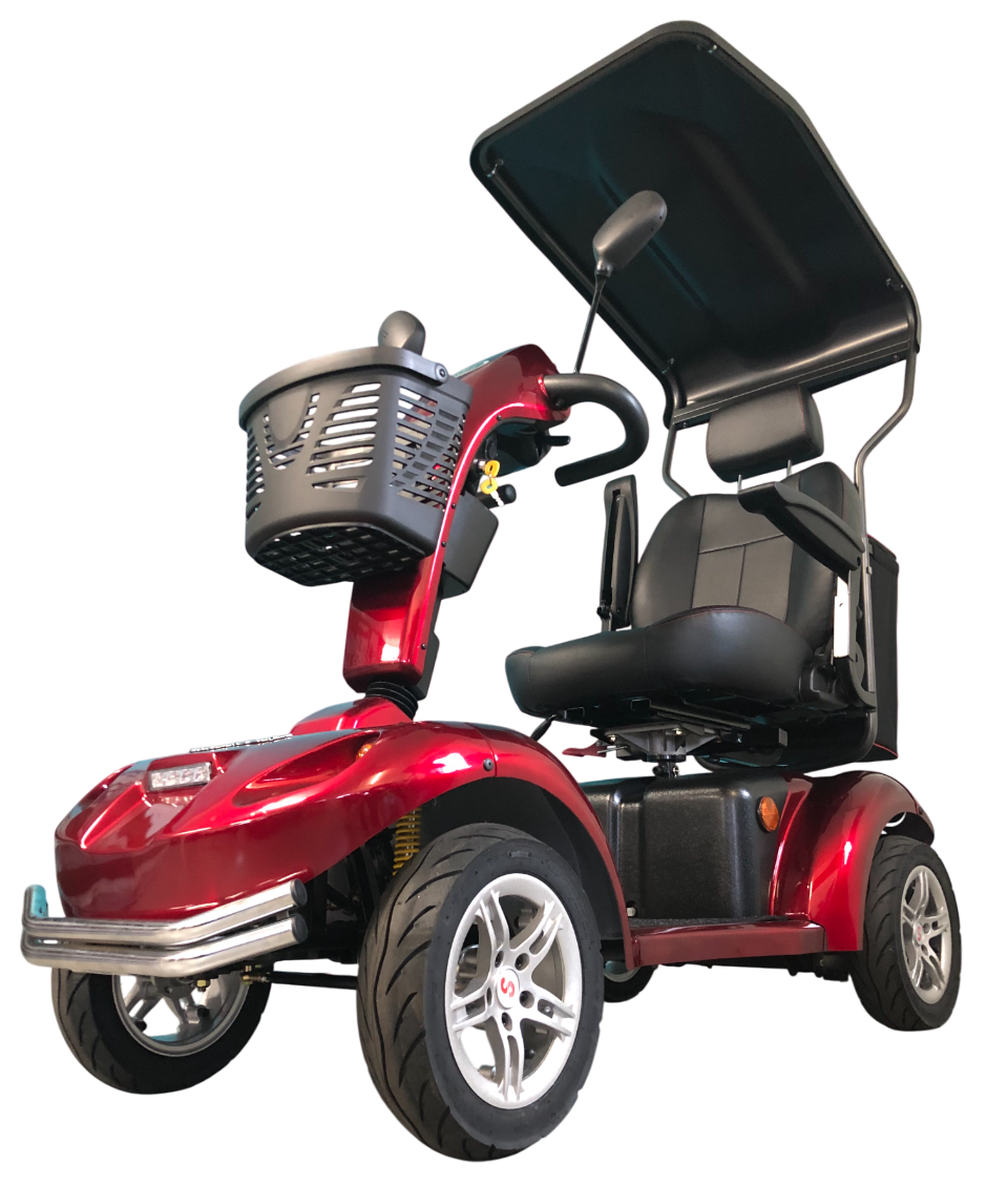 SHOPRIDER™ | ROCKY 8 - XTRAS Hard Top Sun Canopy - 4Wheel - Colour Red - Outdoor Mobility Scooter