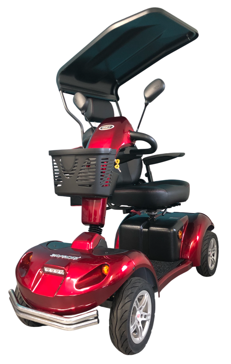 SHOPRIDER™ | ROCKY 8 - XTRAS Hard Top Sun Canopy - 4Wheel - Colour Red - Outdoor Mobility Scooter