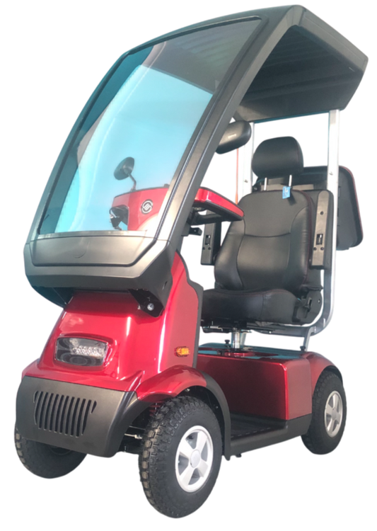 AFIKIM™ | Afiscooter C4 - Hard Top Canopy - 4Wheel - Colour Red - Outdoor Mobility Scooter