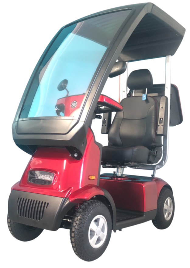 AFIKIM™ | Afiscooter C4 - Hard Top Canopy - 4Wheel - Colour Red - Outdoor Mobility Scooter