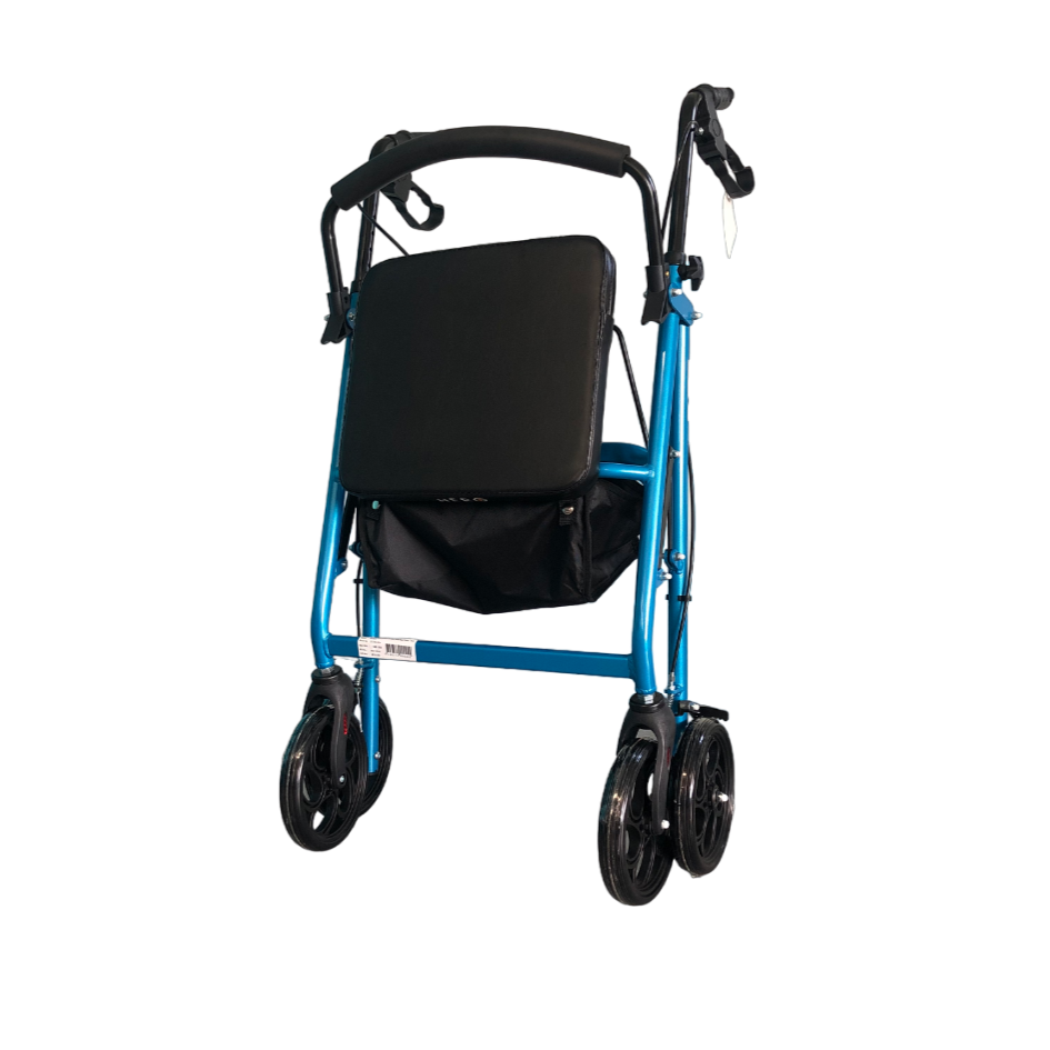 Hero Medical™ | Seat Walker Storage 4 Wheel | Colour Blue | 8" Wheels | Wheelie Walker | Rollator | Freedom