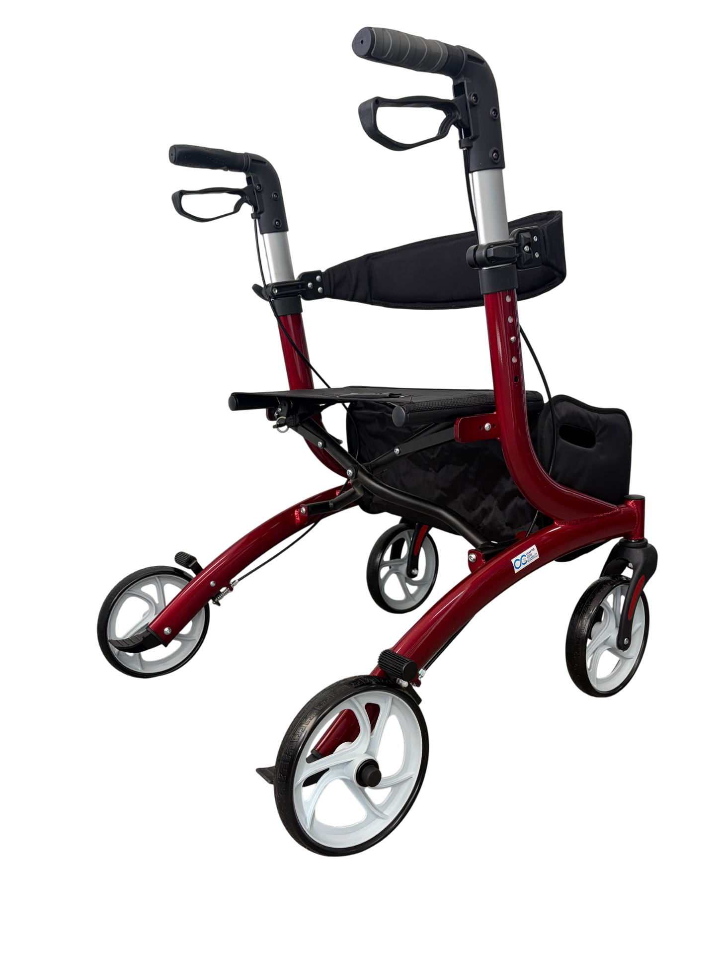 Cross Fold Walker | Rollator / Side Fold 4 Wheel Walker - RED - Aluminium Frame