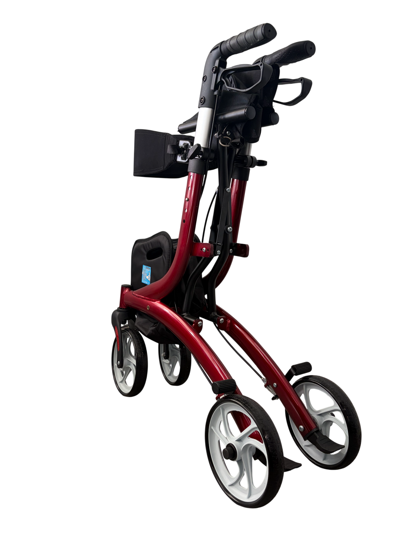 Cross Fold Walker | Rollator / Side Fold 4 Wheel Walker - RED - Aluminium Frame