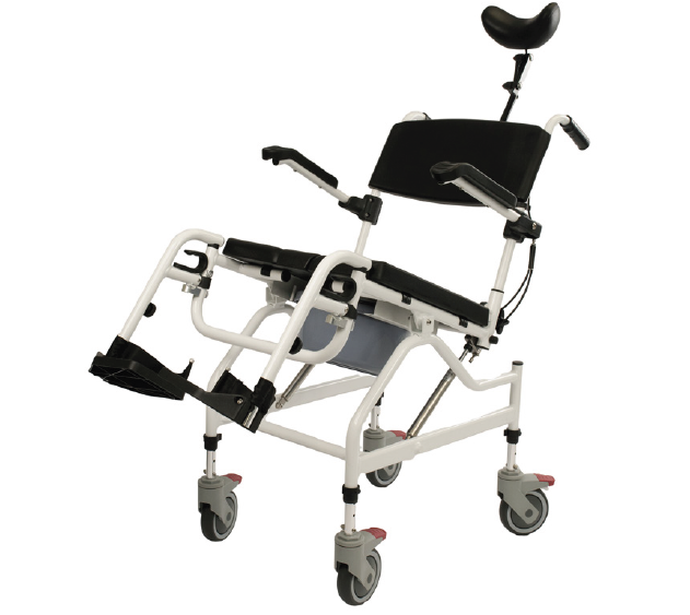 Reclining Commode Chair | Hydraulic Reclining - Aluminium Frame - Adjustable Height- Removable Leg Rest