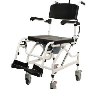 Reclining Commode Chair | Hydraulic Reclining - Aluminium Frame - Adjustable Height- Removable Leg Rest