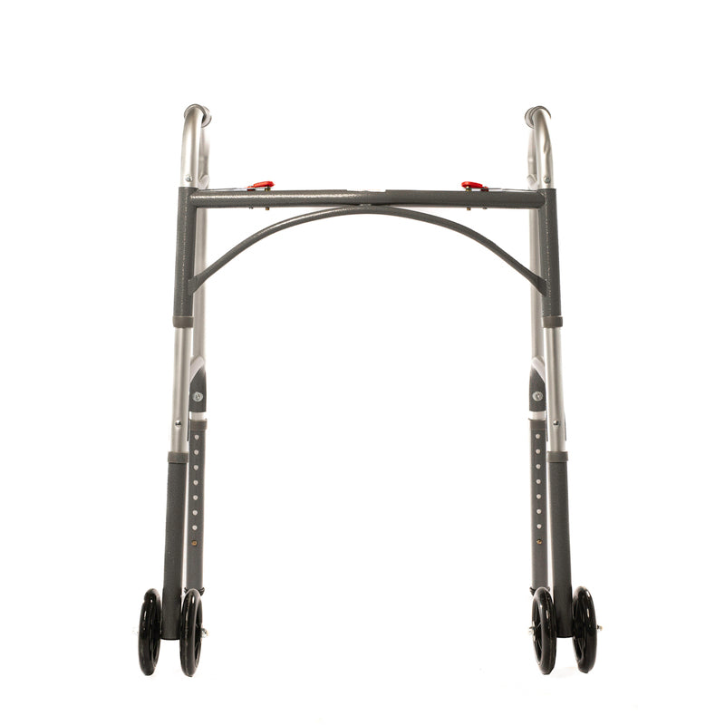 Heavy Duty Walking Frame | Dual Button Folding Walker With Front Wheels